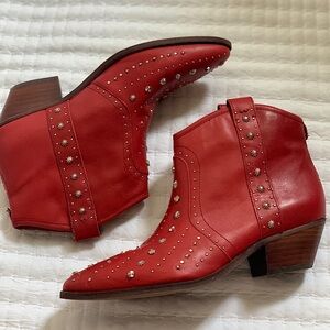 Sam Edelman red/silver studded boots